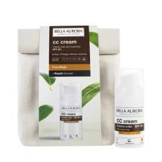 Bella Aurora Pack CC Creme Antimanchas FPS50+ Tom Médio 30ml + Bolsa de Higiene Pessoal