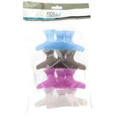 Saco plástico translúcido Eurostil com grampos em várias cores, 12 unidades