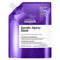 L'oreal Keratin Alpha Sleek Champú Sin Sulfatos para Control de Volumen y Frizz Recarga 500ml