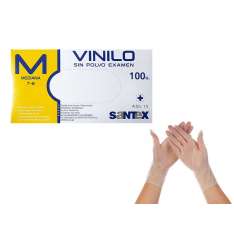 Luvas de vinil Santex Exame livre de poeira 100 unidades médio