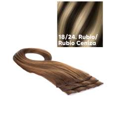 Seiseta Easy 21 Extensiones de cabello con 4 clips 50/55cm 3 uds 18/24. Rubio/Rubio Ceniza