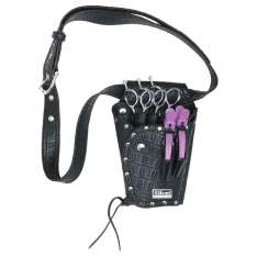 Bolsa Sibel para tesouras e ferramentas de cabeleireiro Textura preta de couro sintético Croco