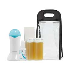 Kit completo de remoção de pelos Xanitalia para pele normal 1 aquecedor de cera + 2 cartuchos de cera + 1 óleo pós-depilação + 50 tiras de remoção de pelos