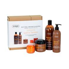 Pacote de rotina de bronzeamento Ziaja: Esfoliante corporal Cuapazu & Subtle Bronze 200ml + Gel de banho 500ml + Loção bronzeadora 300ml + Creme facial bronzeador 50ml